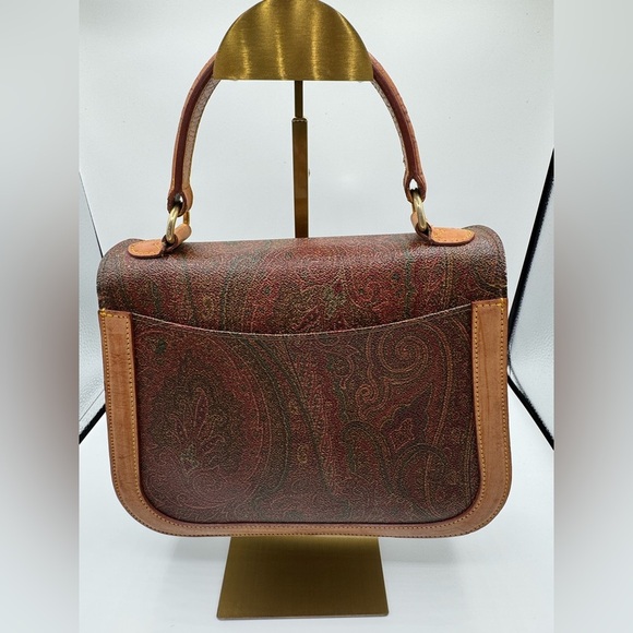ETRO Milano Paisley Hand Bag PVC Leather Brown Auth# 0729889 - Picture 3 of 15